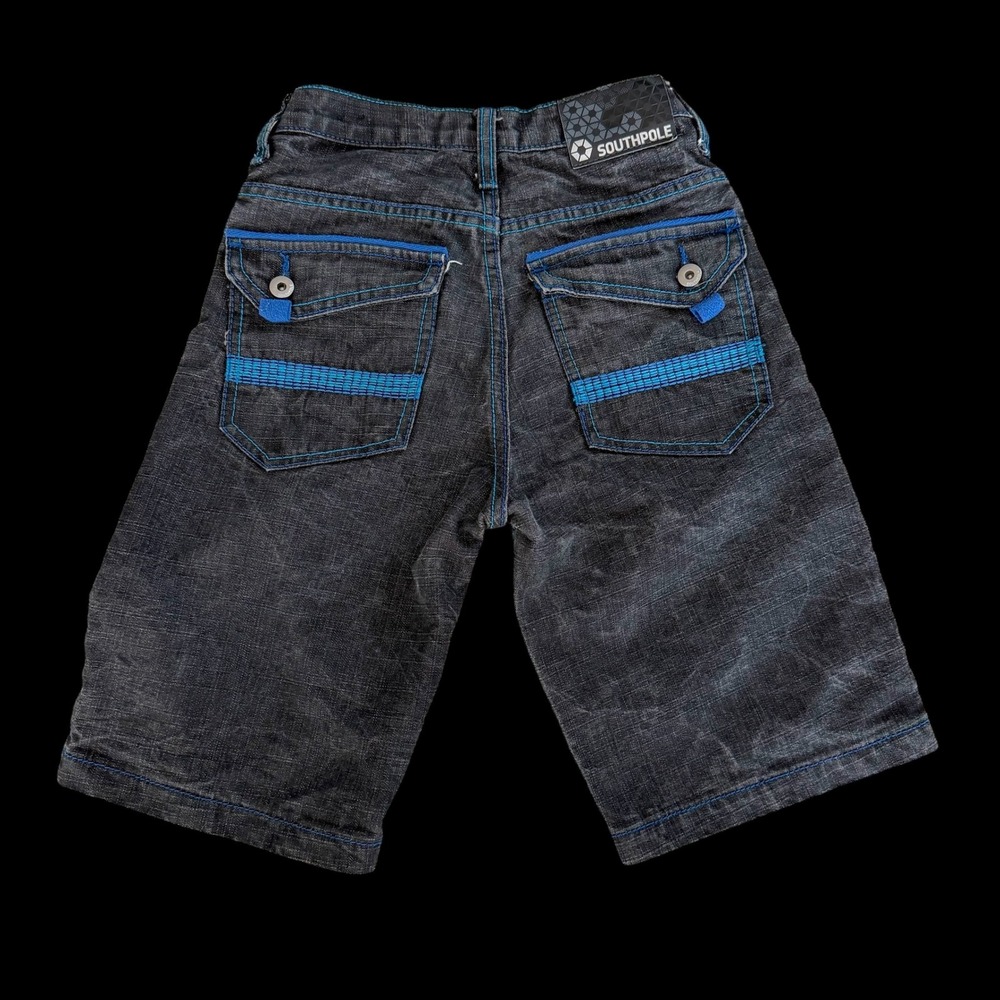 Southpole Boys Denim Shorts Dark Wash Blue Contrast Stitching Size 8 Y2K Street